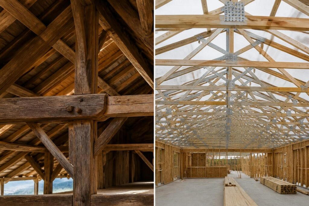 découvrez un comparatif complet entre la charpente traditionnelle et la charpente industrielle pour choisir la meilleure option adaptée à votre projet de construction.