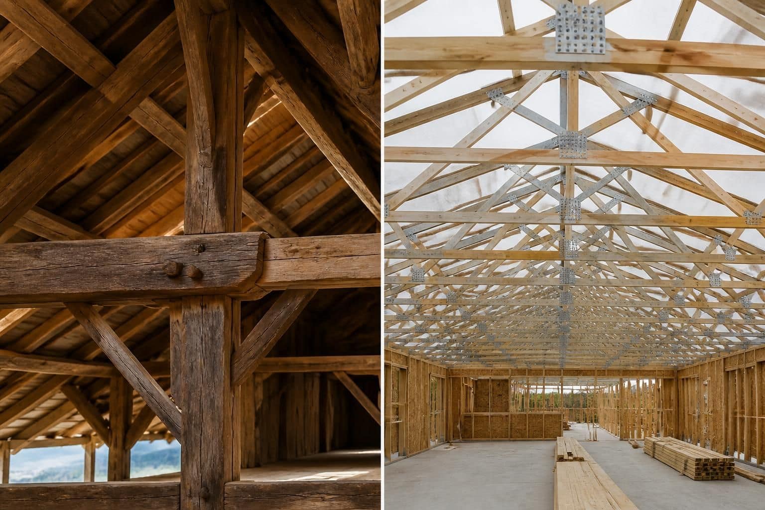 découvrez un comparatif complet entre la charpente traditionnelle et la charpente industrielle pour choisir la meilleure option adaptée à votre projet de construction.