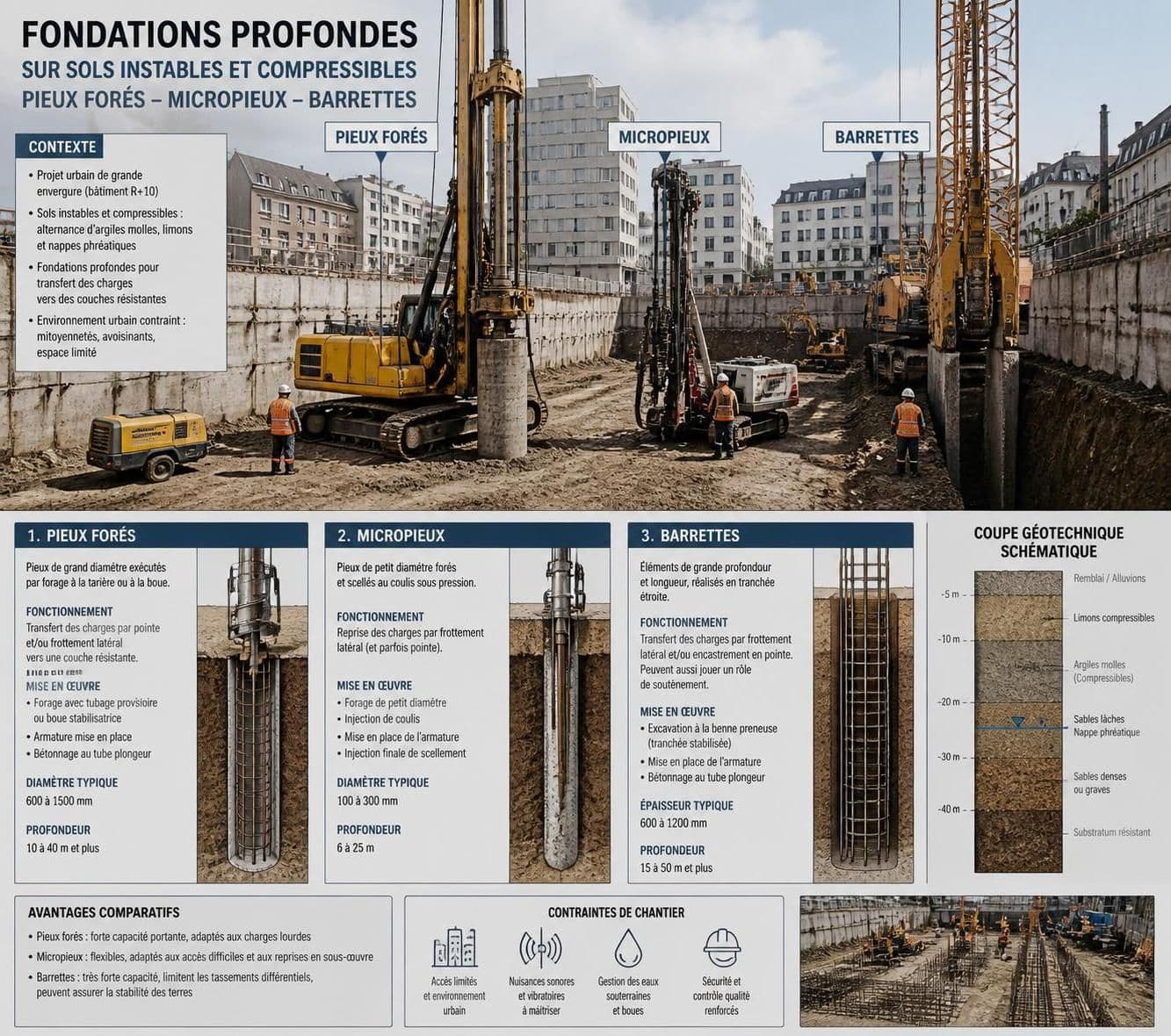 expertise en gros œuvre et fondations spéciales adaptées aux sols instables pour garantir la stabilité et la durabilité de vos constructions.
